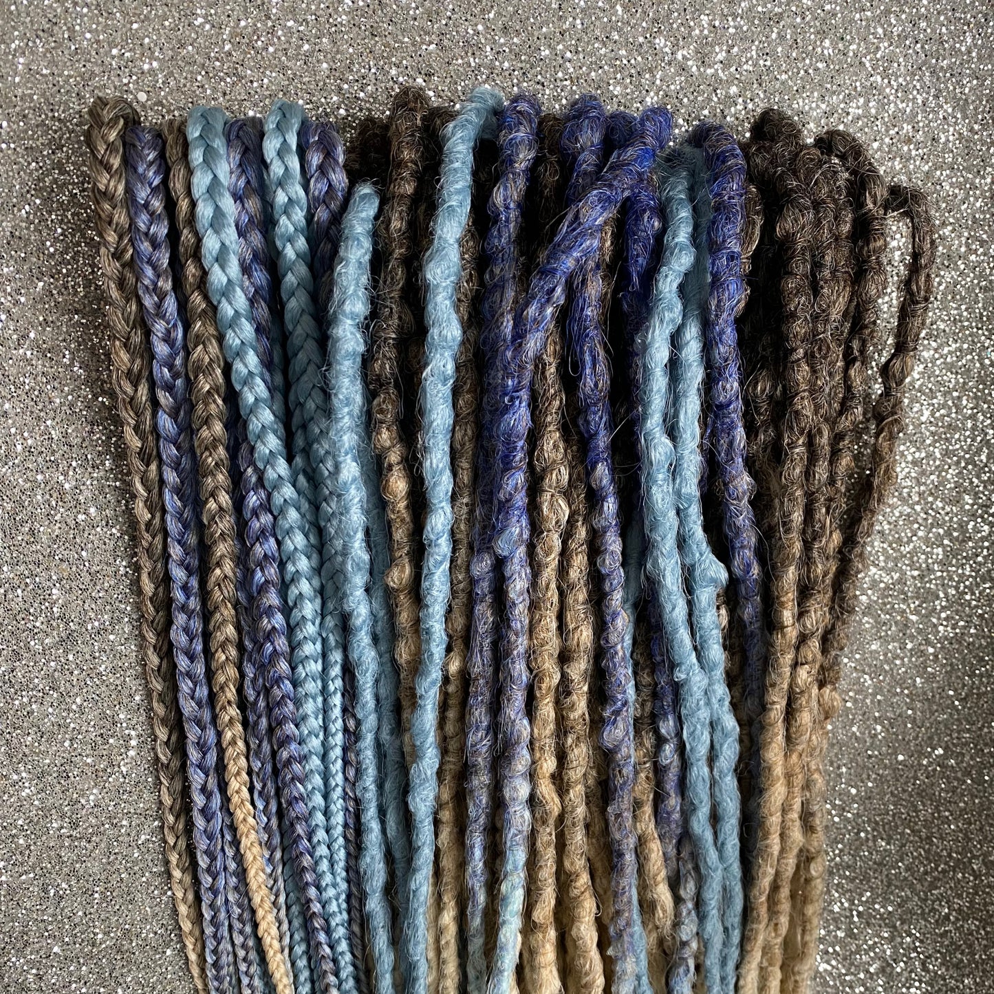 Brown Ombre and Blue Synthetic Crochet Dreadlocks