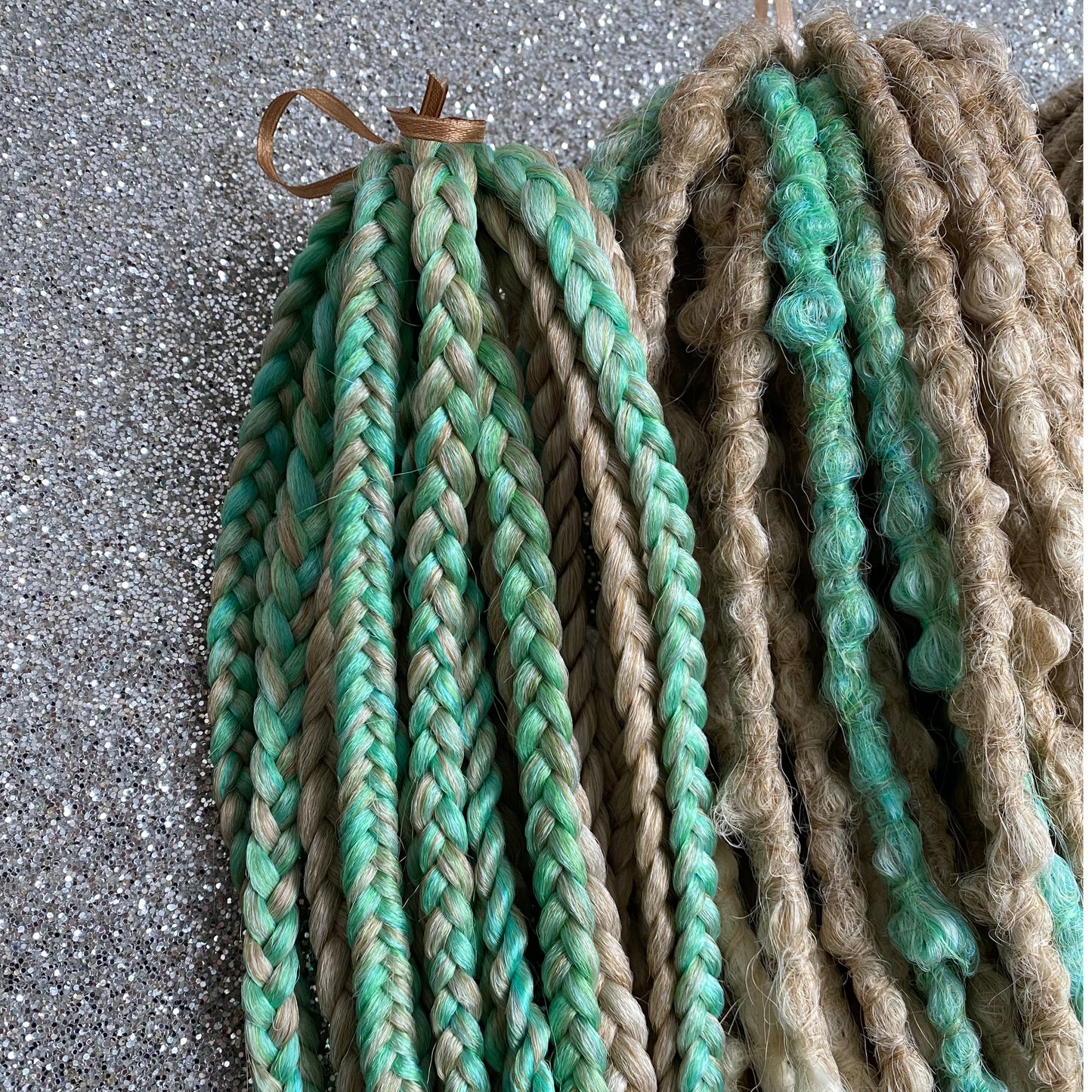 Synthetic Dreadlocks with Braids Blonde Ombre and Green Accents