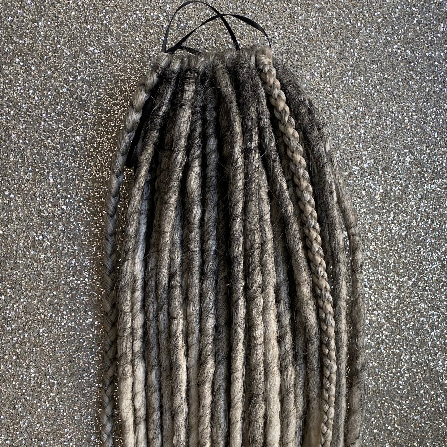 Synthetic Dreadlocks with Braids Warm Blonde or Gray to White Ombre