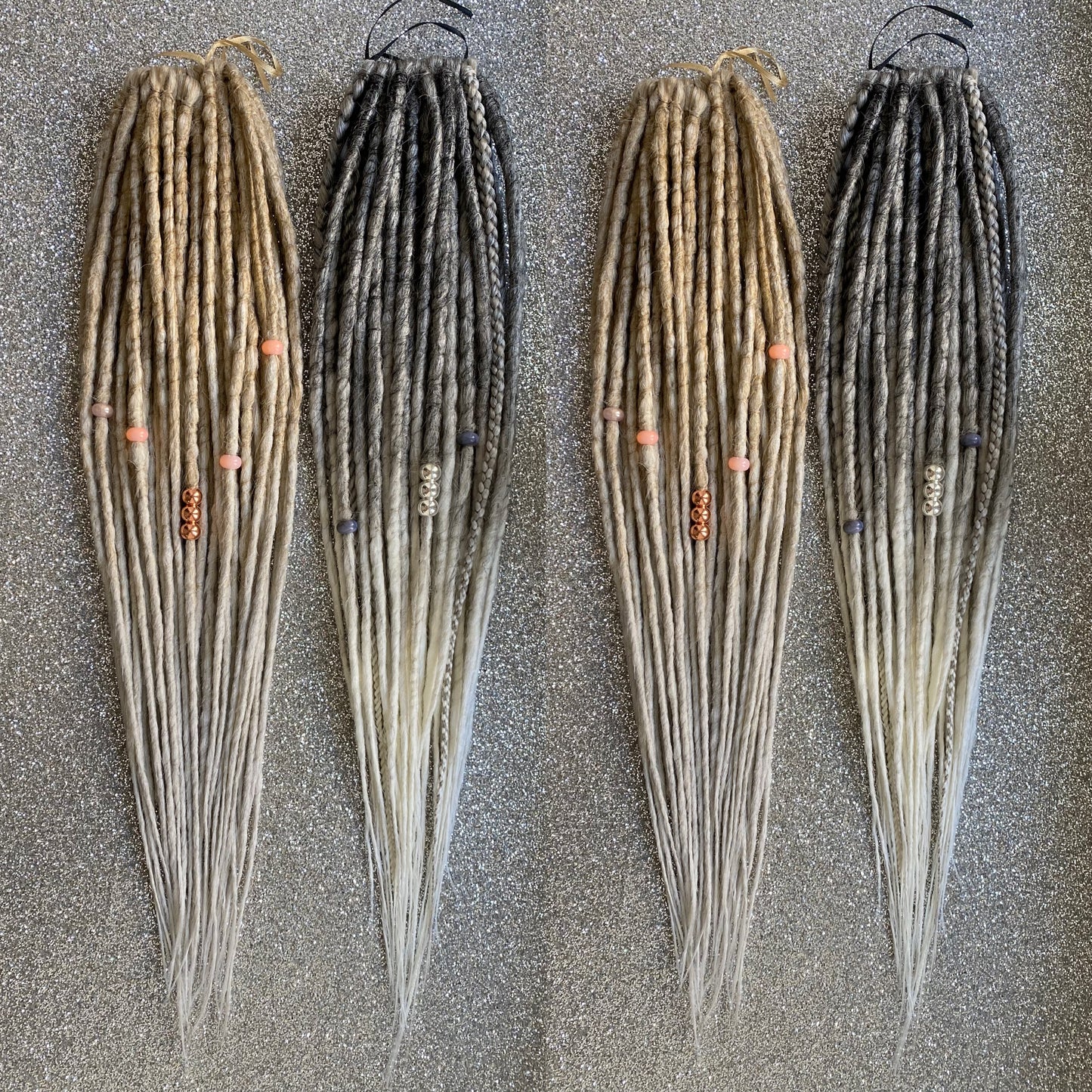 Synthetic Dreadlocks with Braids Warm Blonde or Gray to White Ombre