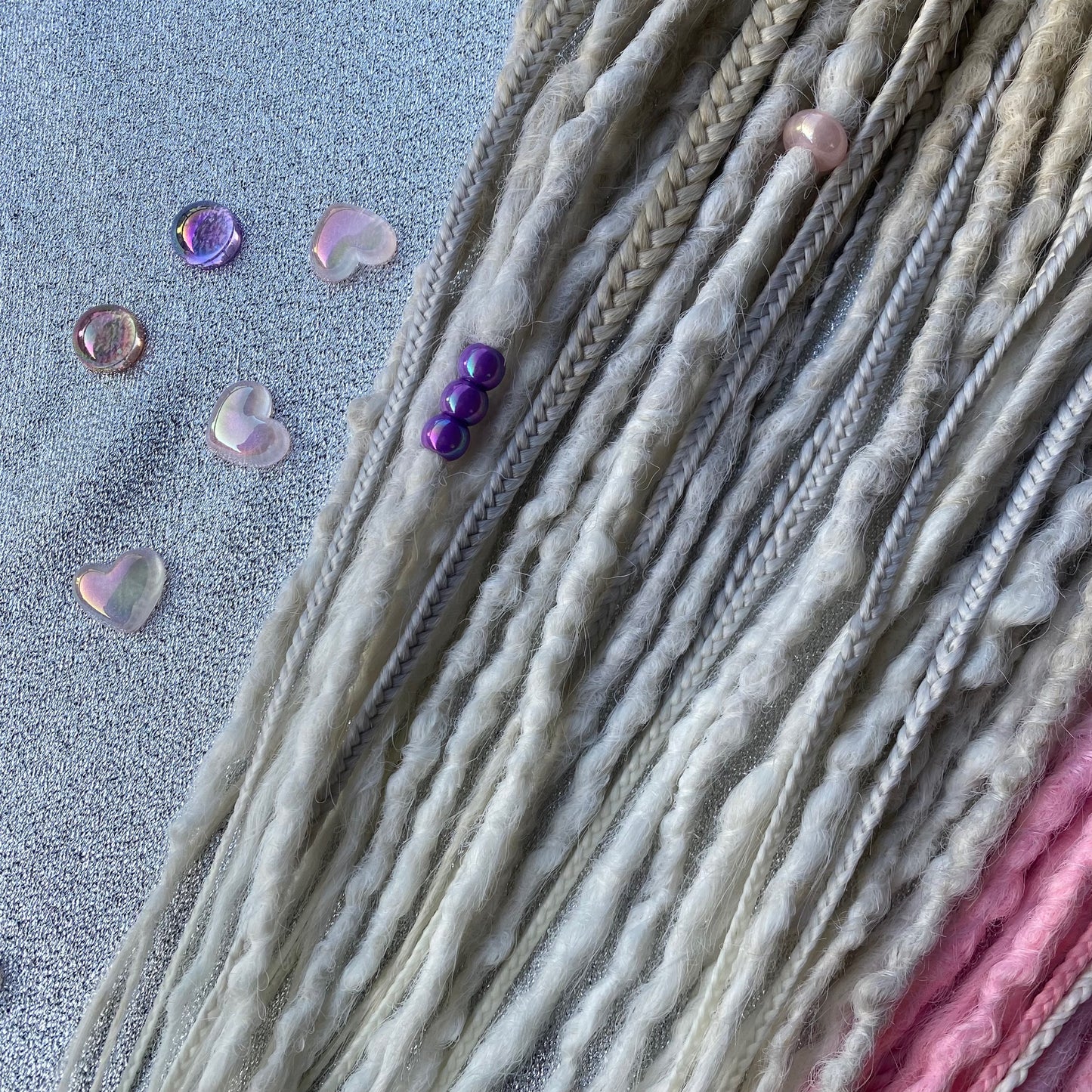 Synthetic Dreadlocks with Braids Blonde Ombre and Pink\Purple