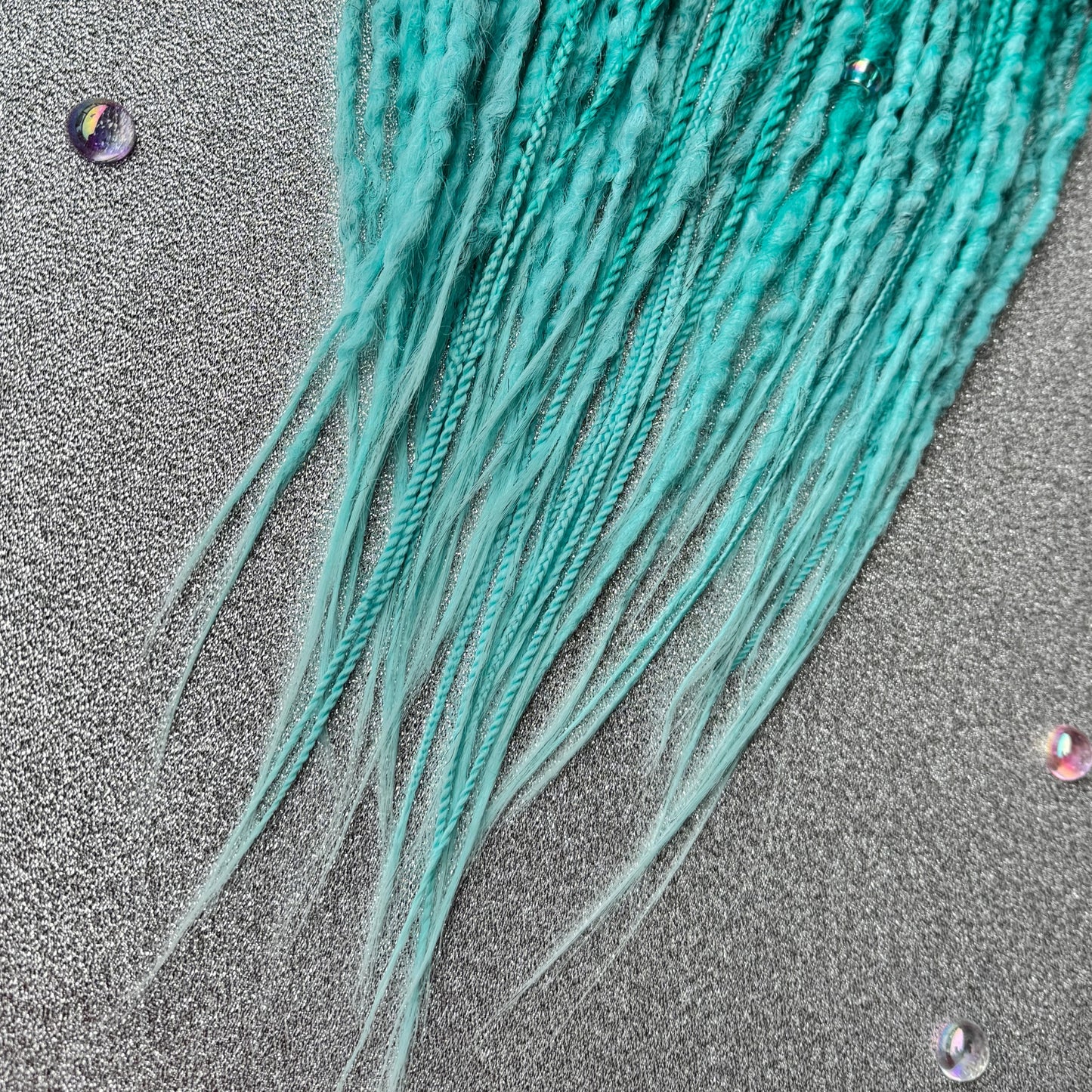Synthetic Dreadlocks with Braids Black to Mint Ombre