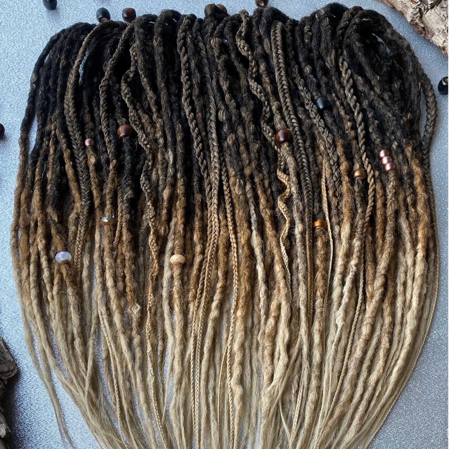 Black to Copper and Blonde Ombre Synthetic Crochet Dreadlocks