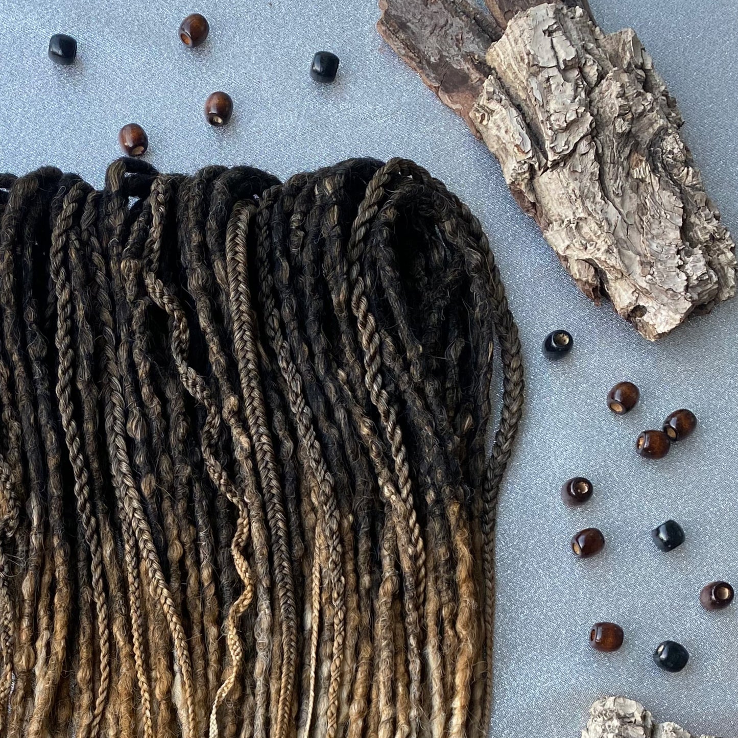 Black to Copper and Blonde Ombre Synthetic Crochet Dreadlocks