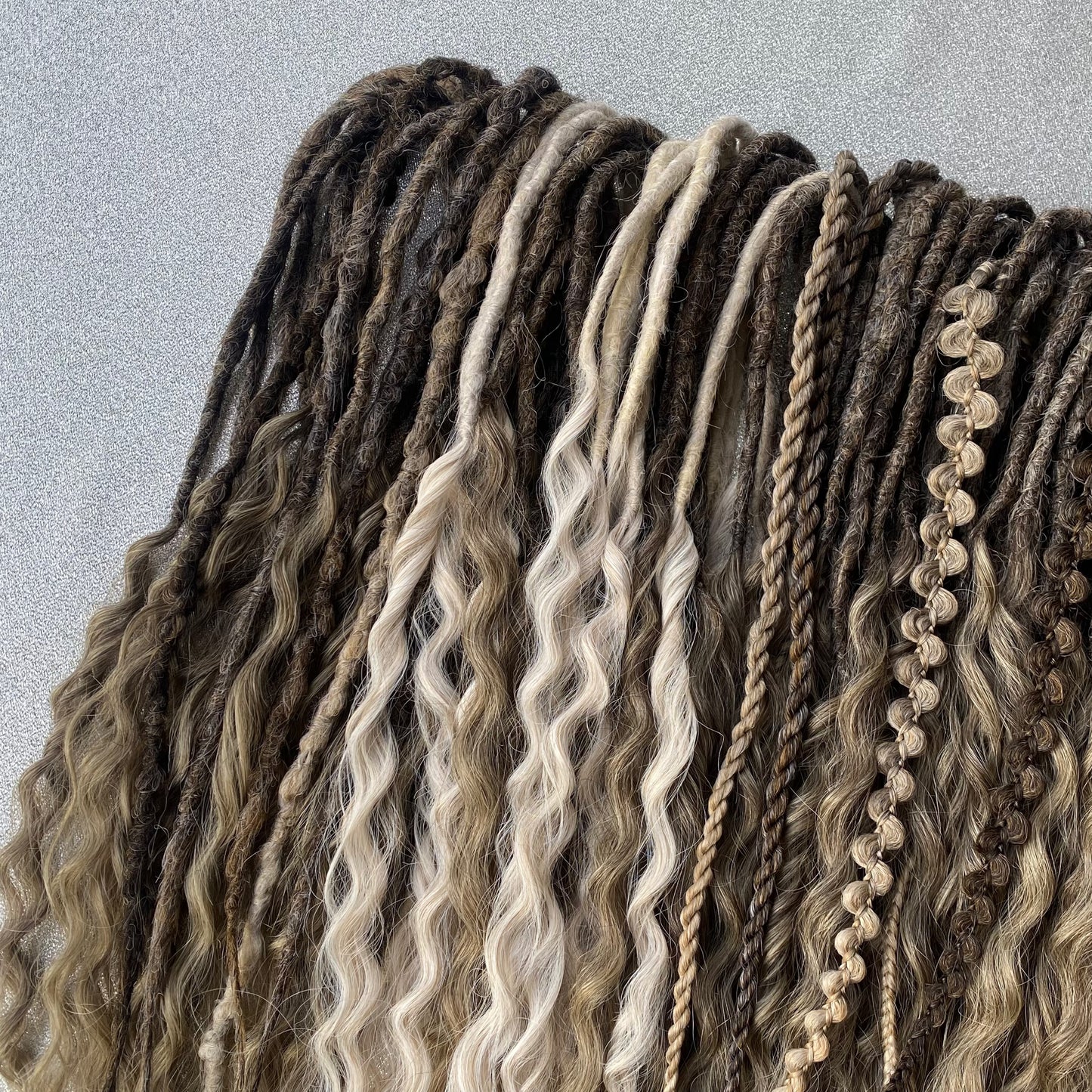 Brown and Blonde Ombre Synthetic Curly Dreadlocks