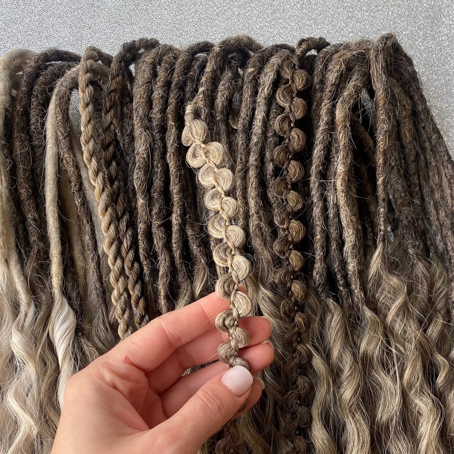 Brown and Blonde Ombre Synthetic Curly Dreadlocks