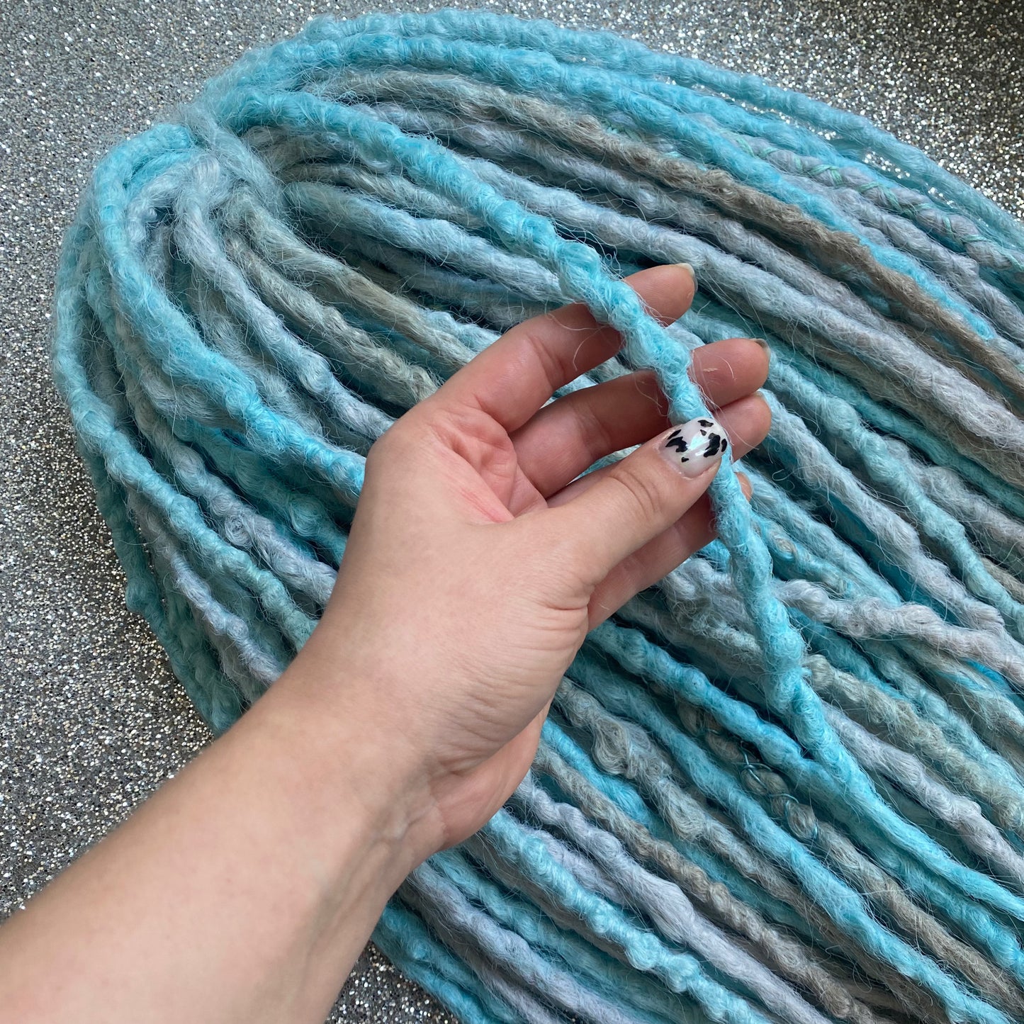 Light blue and Gray Synthetic Crochet Dreadlocks