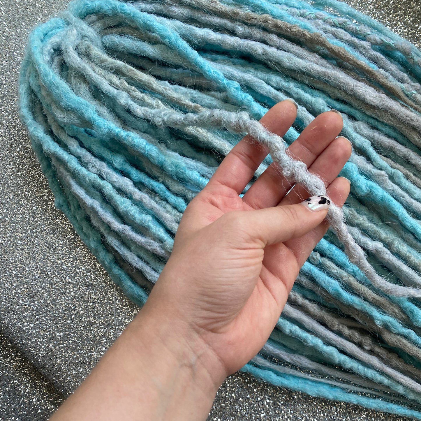 Light blue and Gray Synthetic Crochet Dreadlocks