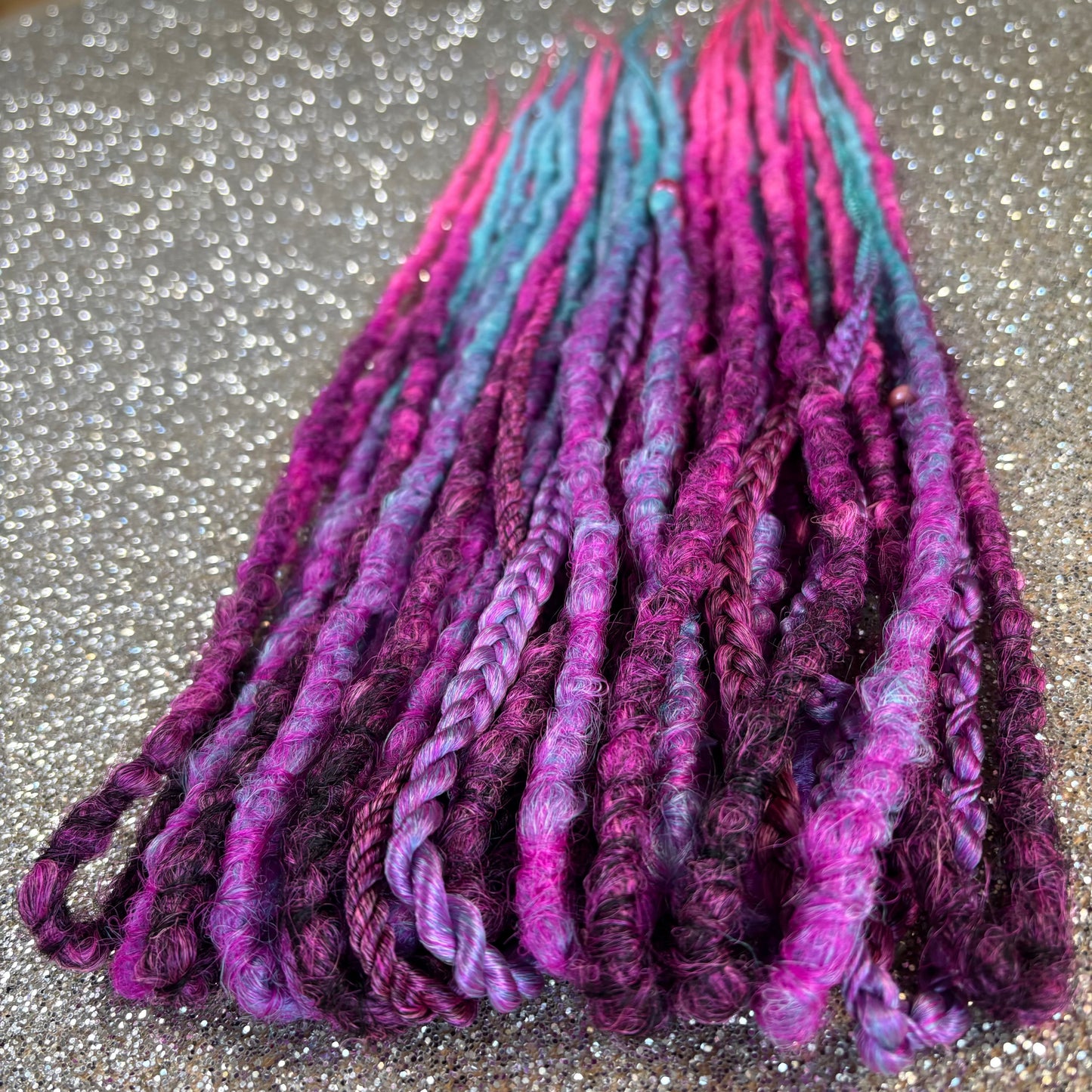 Purple and Pink Ombre Synthetic Dreadlocks with Braids