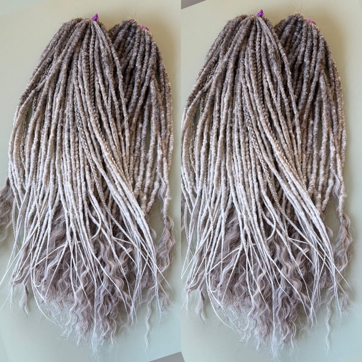 Ashy Ombre Synthetic Dreadlocks with Braids and Loose Ends