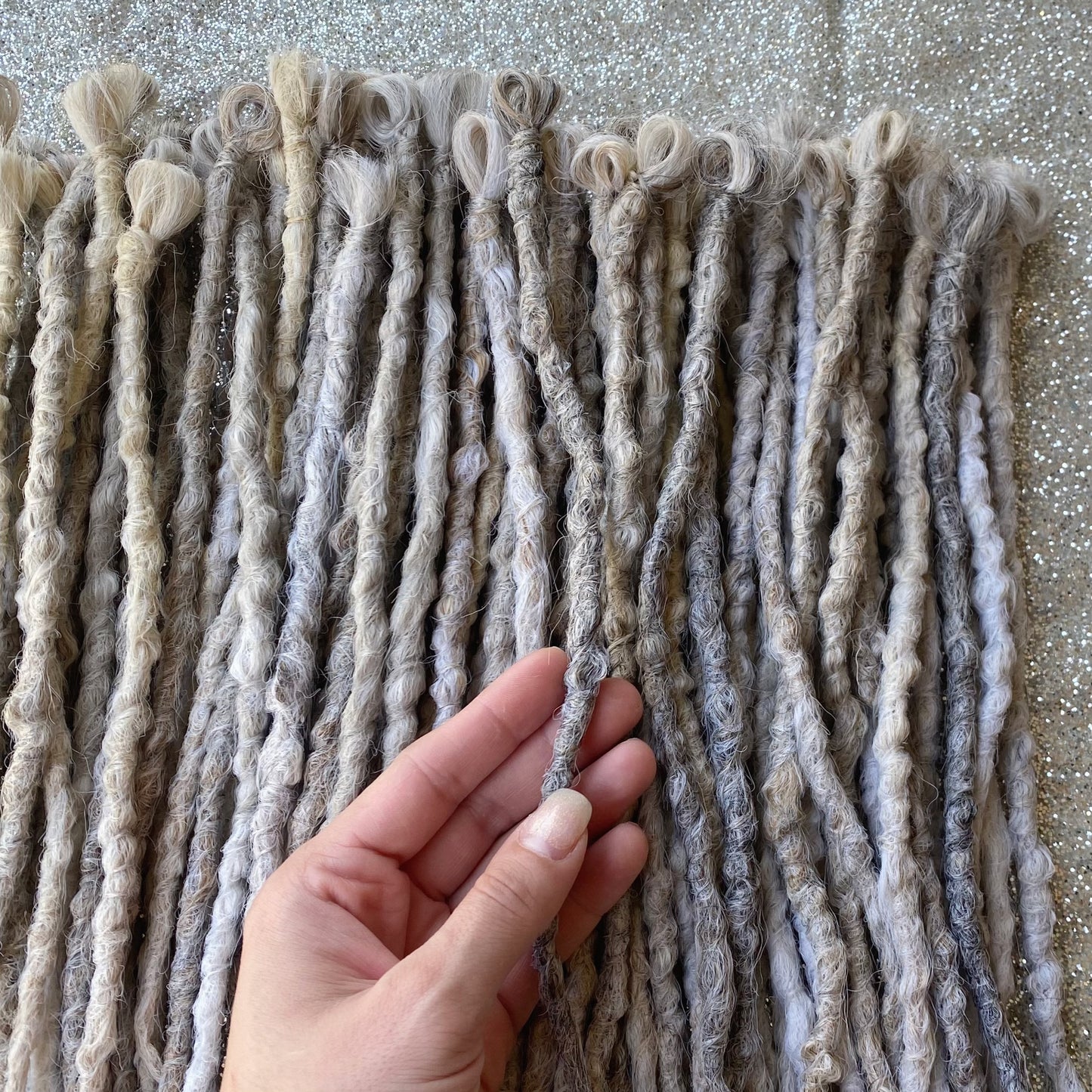 Gray Ashy Mix Synthetic Crochet Dreadlocks Lumpy Texture Hair Extensions