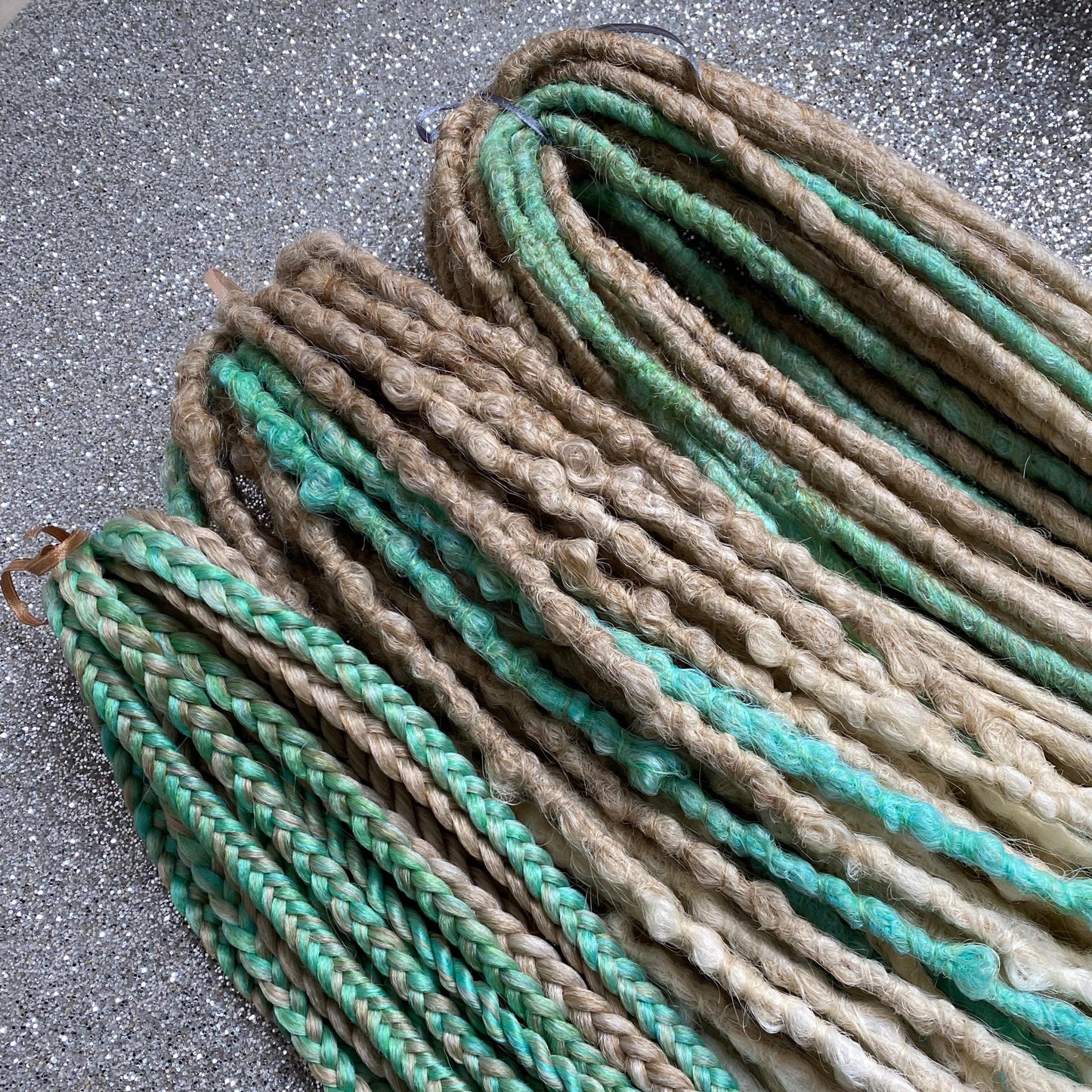 Synthetic Dreadlocks with Braids Blonde Ombre and Green Accents