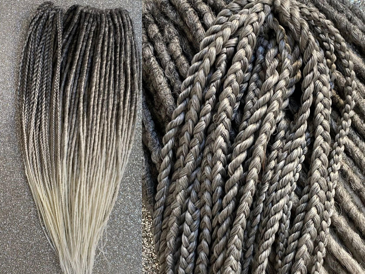 Synthetic Dreadlockswith Braids Gray to White Ombre
