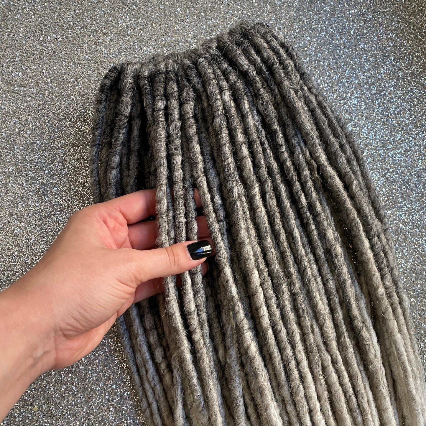 Synthetic Dreadlockswith Braids Gray to White Ombre