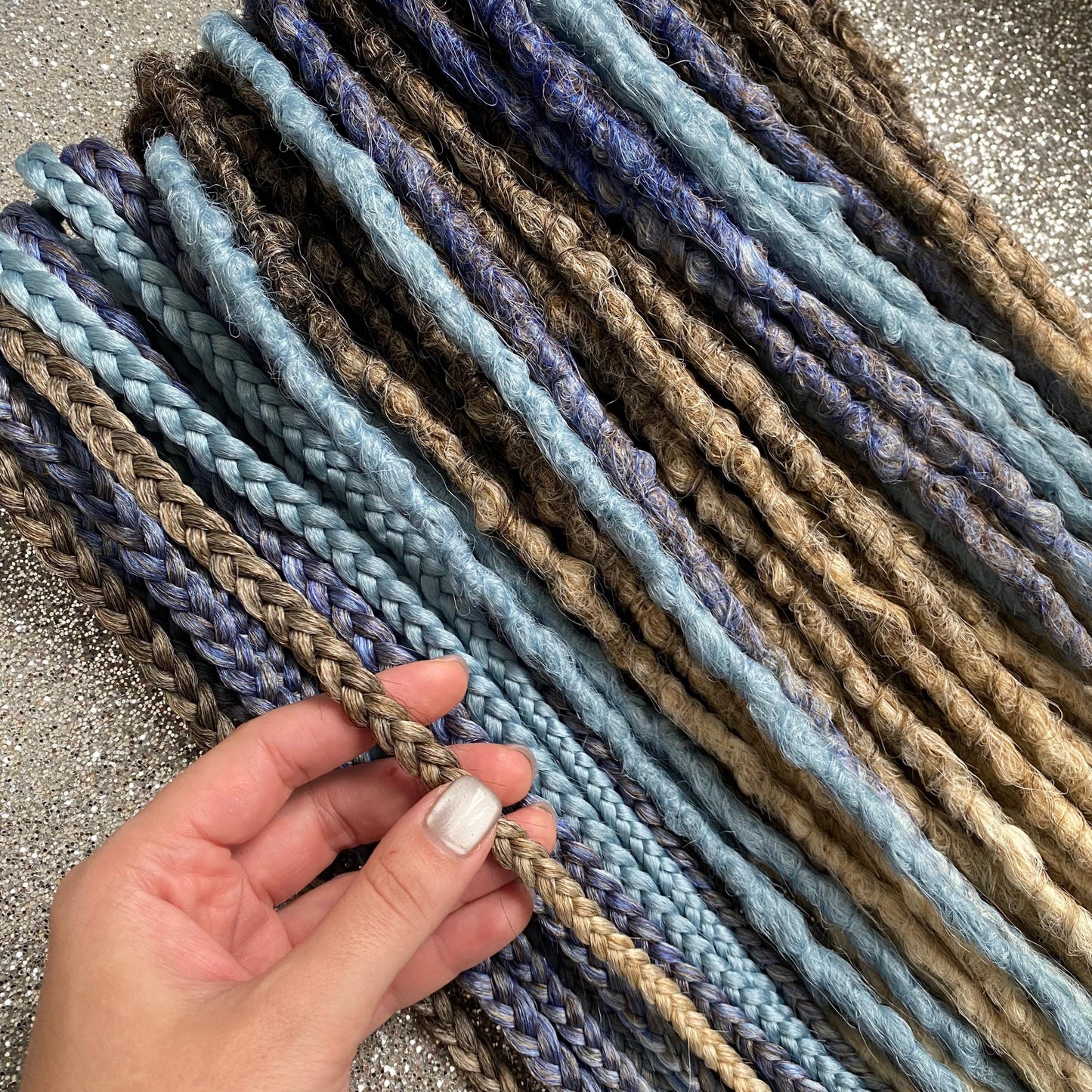 Brown Ombre and Blue Synthetic Crochet Dreadlocks