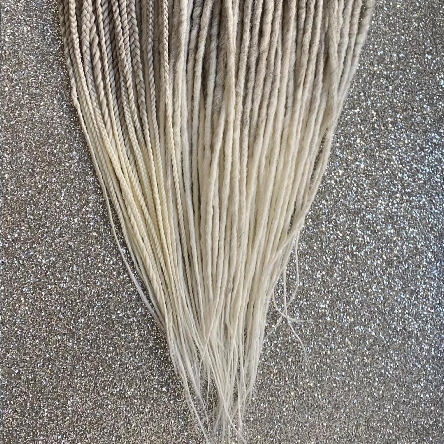 Synthetic Dreadlockswith Braids Gray to White Ombre