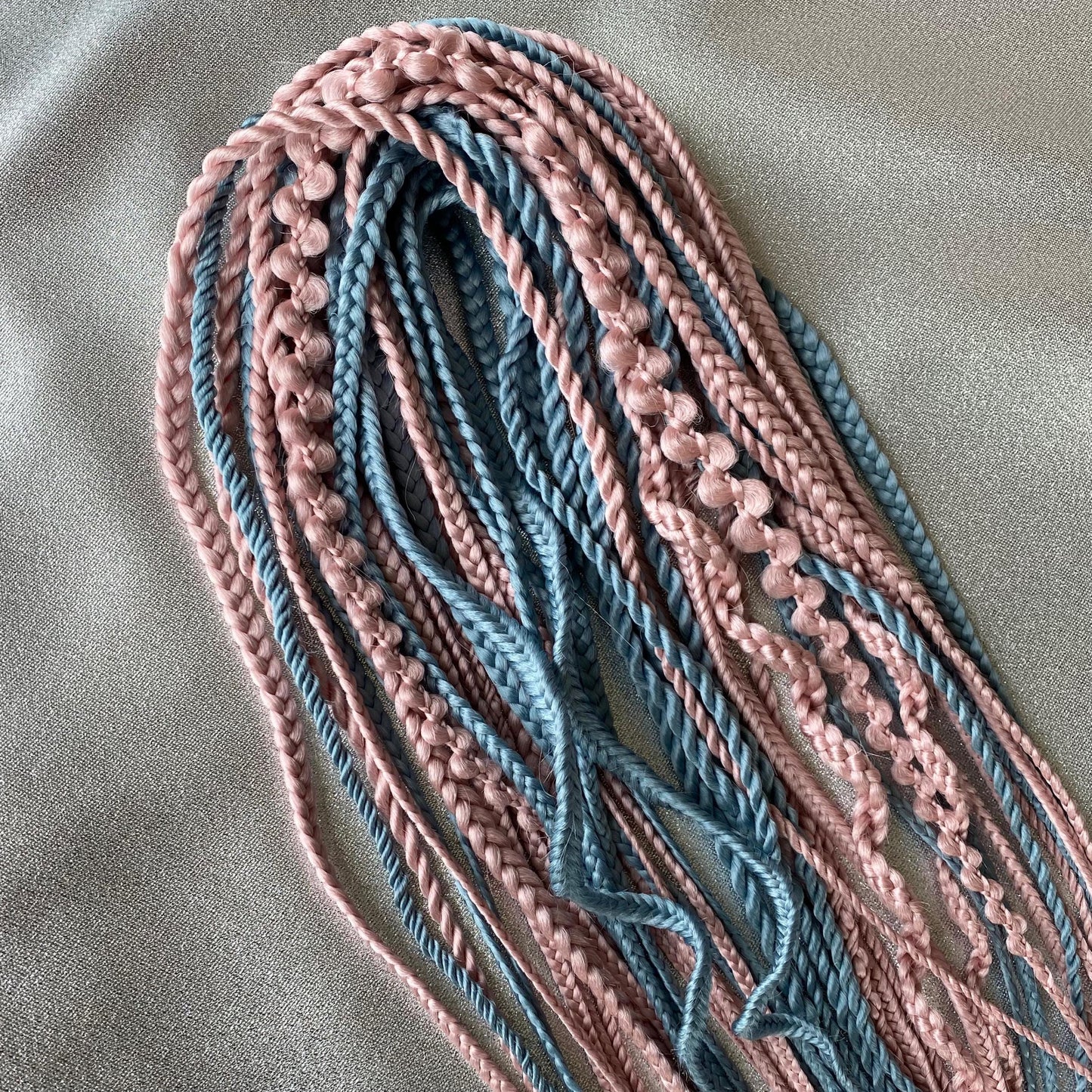 Synthetic Braids Hair Extensions Dusty Pink and Blue