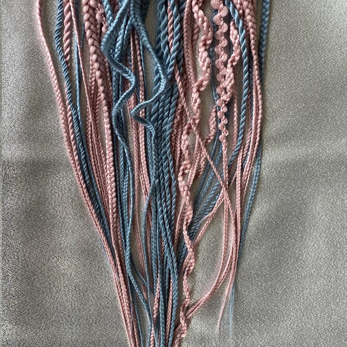 Synthetic Braids Hair Extensions Dusty Pink and Blue