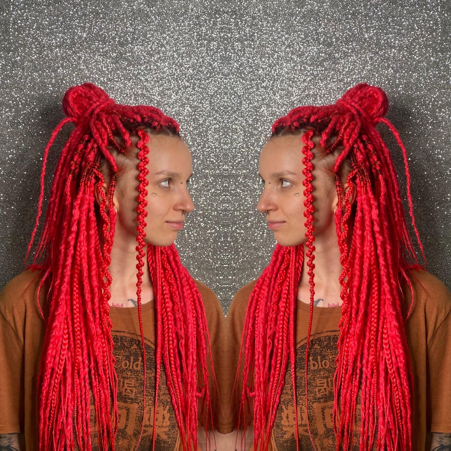 Red Crochet Synthetic Dreadlocks