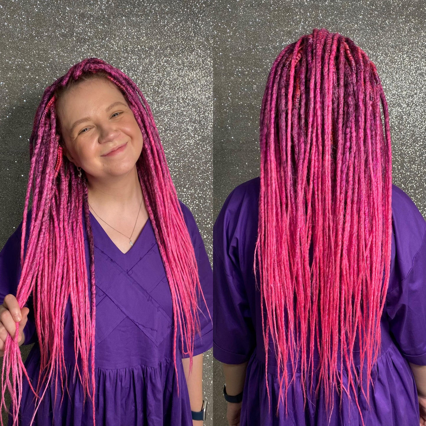 Pink Crochet Synthetic Dreadlocks