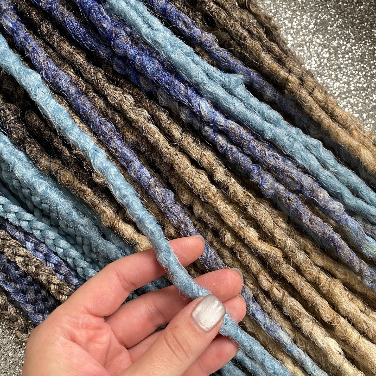 Brown Ombre and Blue Synthetic Crochet Dreadlocks