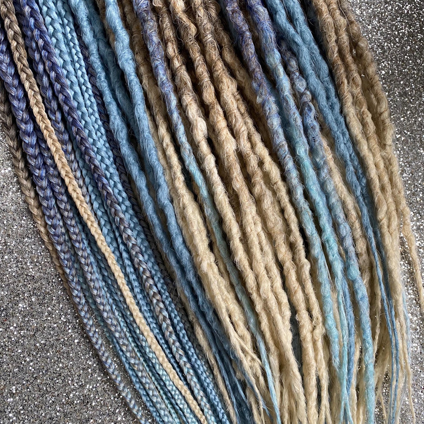 Brown Ombre and Blue Synthetic Crochet Dreadlocks
