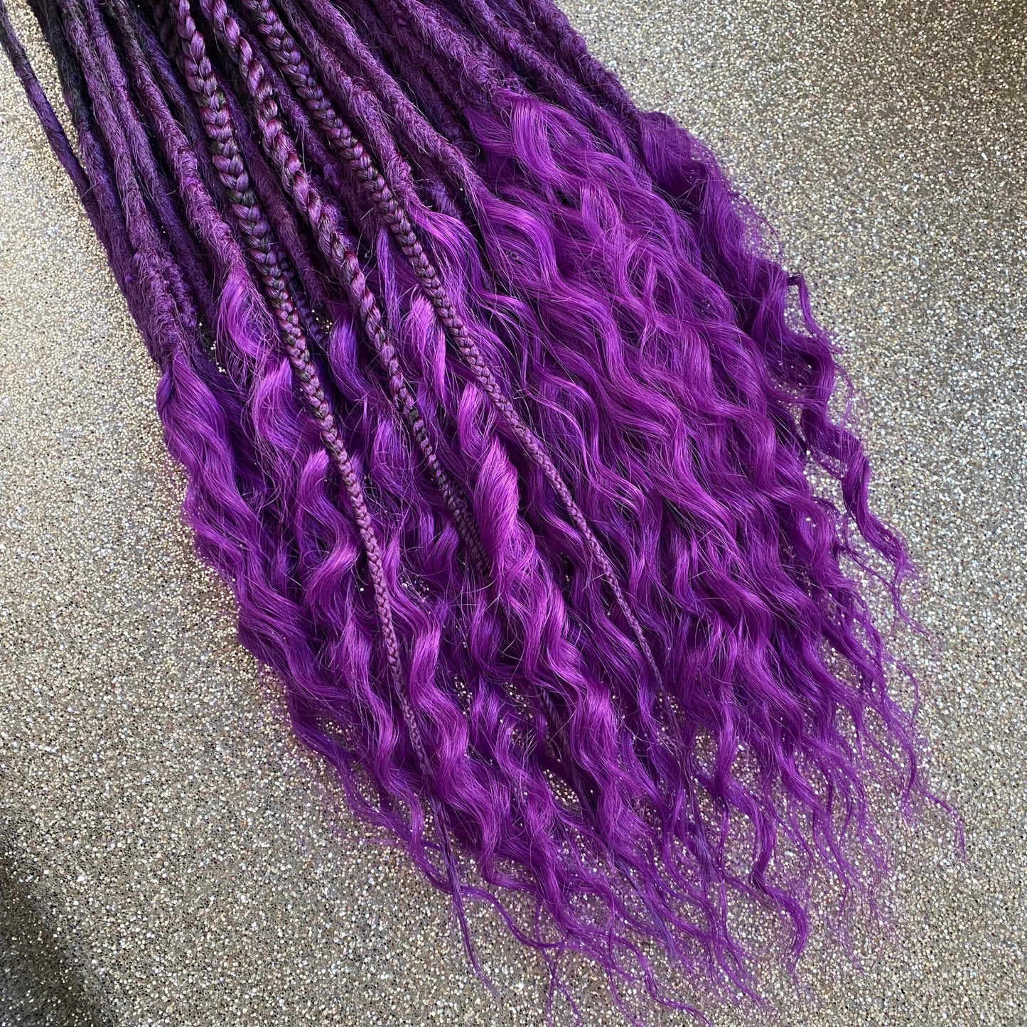 Curly Loose Ends Purple Synthetic Dreadlocks