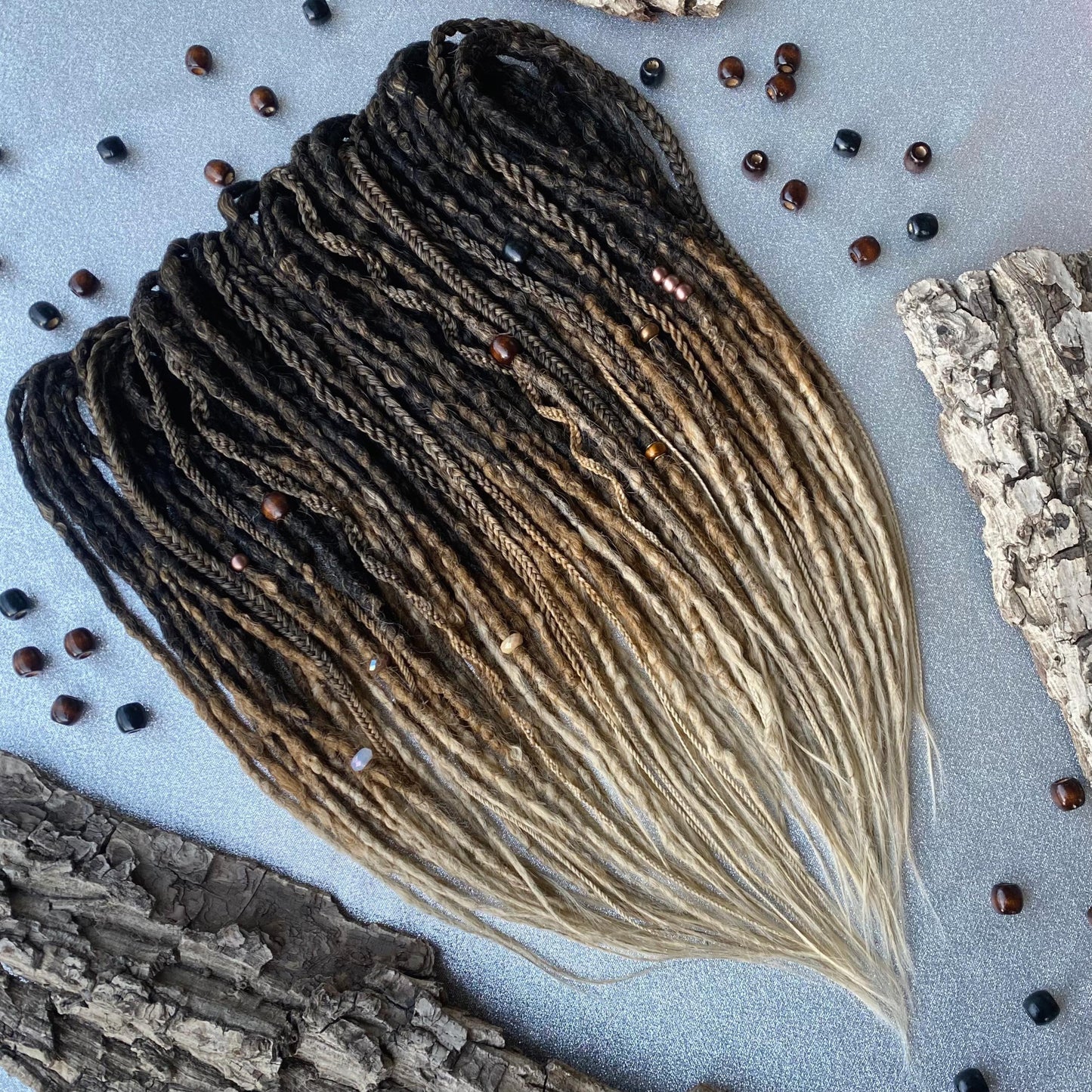Black to Copper and Blonde Ombre Synthetic Crochet Dreadlocks