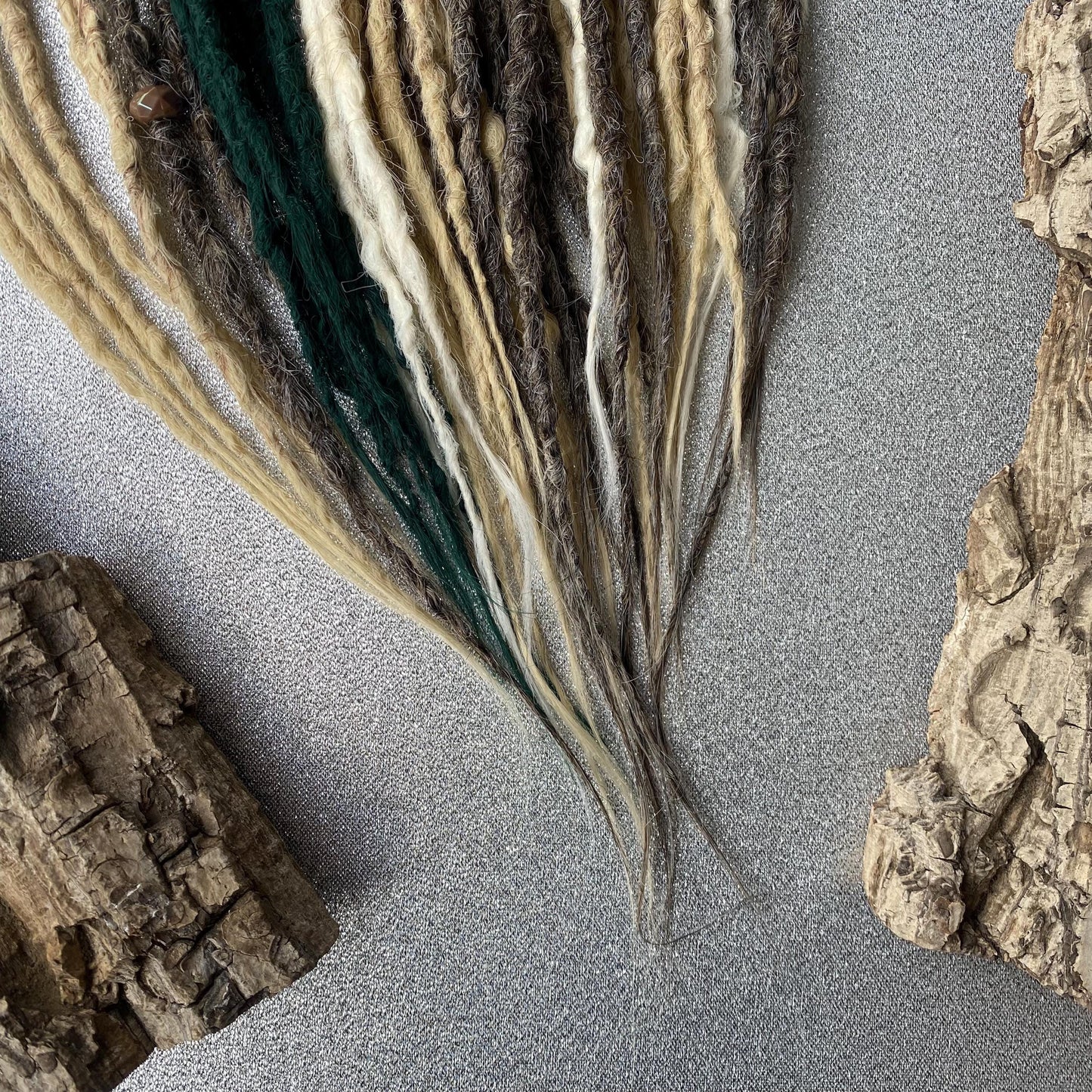 Synthetic Dreadlocks Hair Extensions Brown Ombre with Green