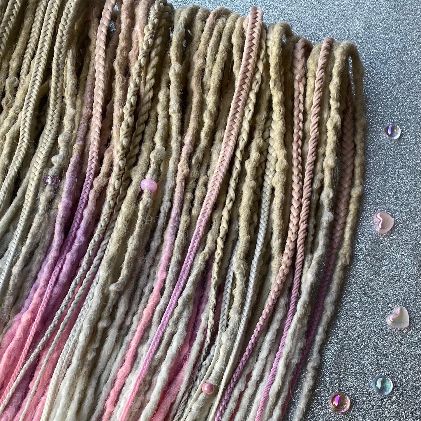 Synthetic Dreadlocks with Braids Blonde Ombre and Pink\Purple