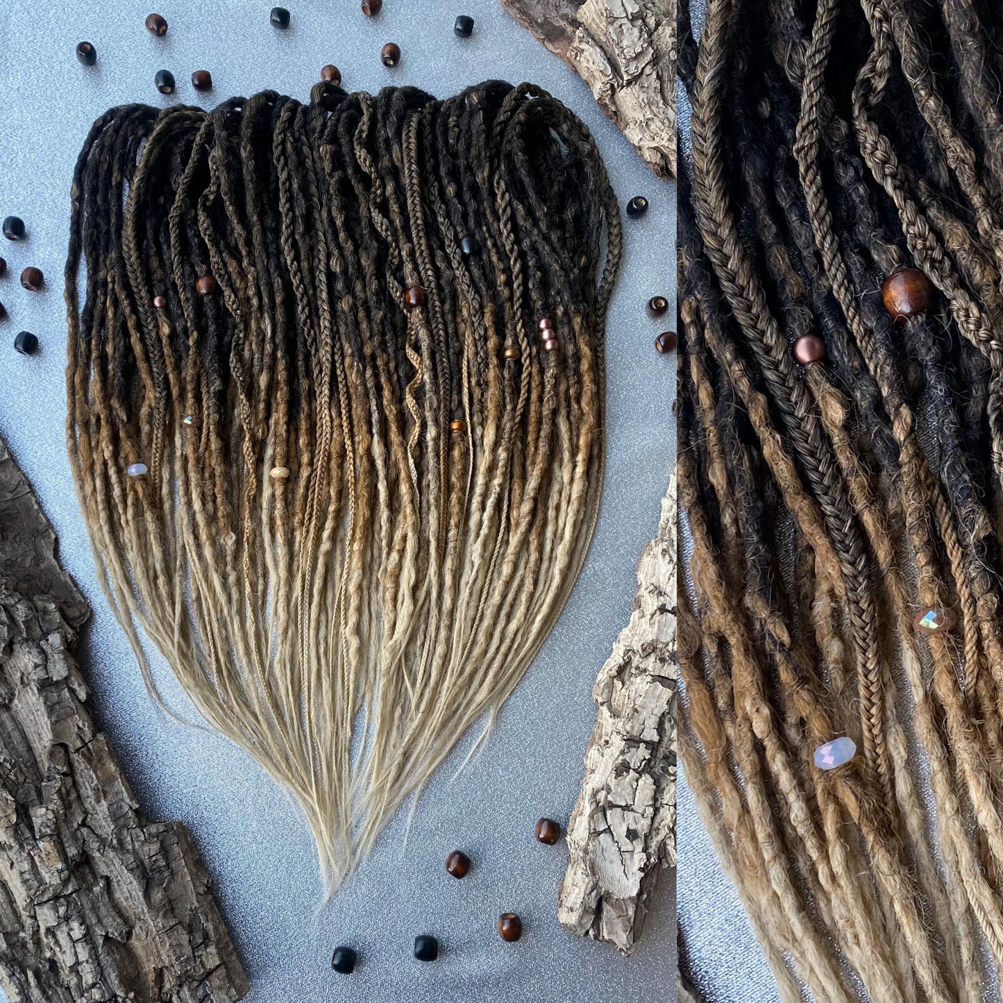 Black to Copper and Blonde Ombre Synthetic Crochet Dreadlocks