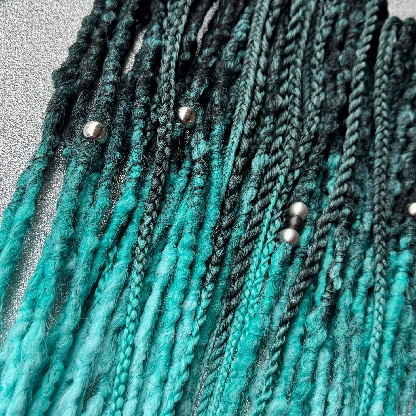 Synthetic Dreadlocks with Braids Black to Mint Ombre