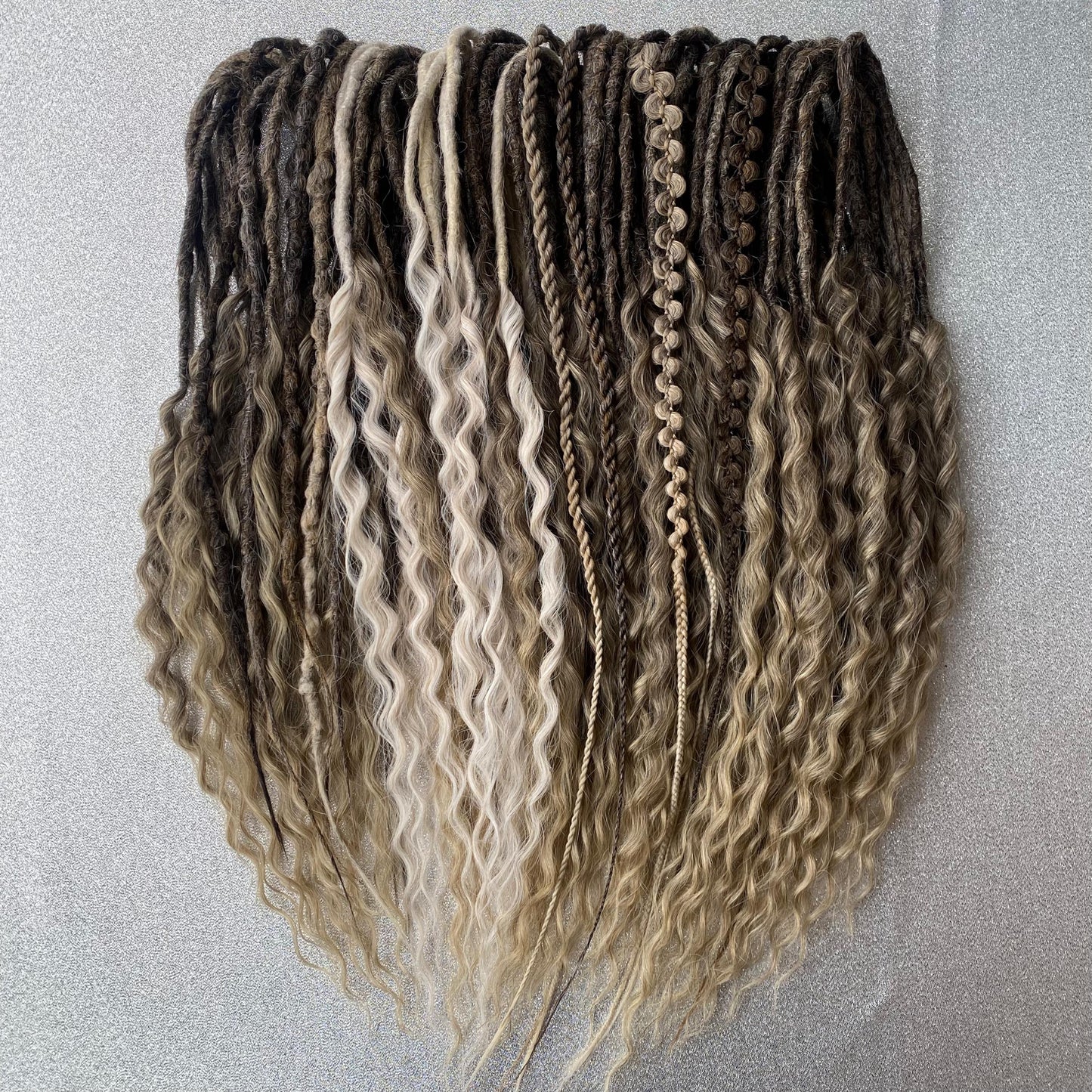 Brown and Blonde Ombre Synthetic Curly Dreadlocks