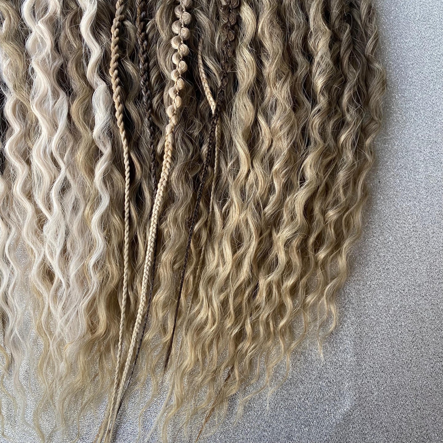Brown and Blonde Ombre Synthetic Curly Dreadlocks