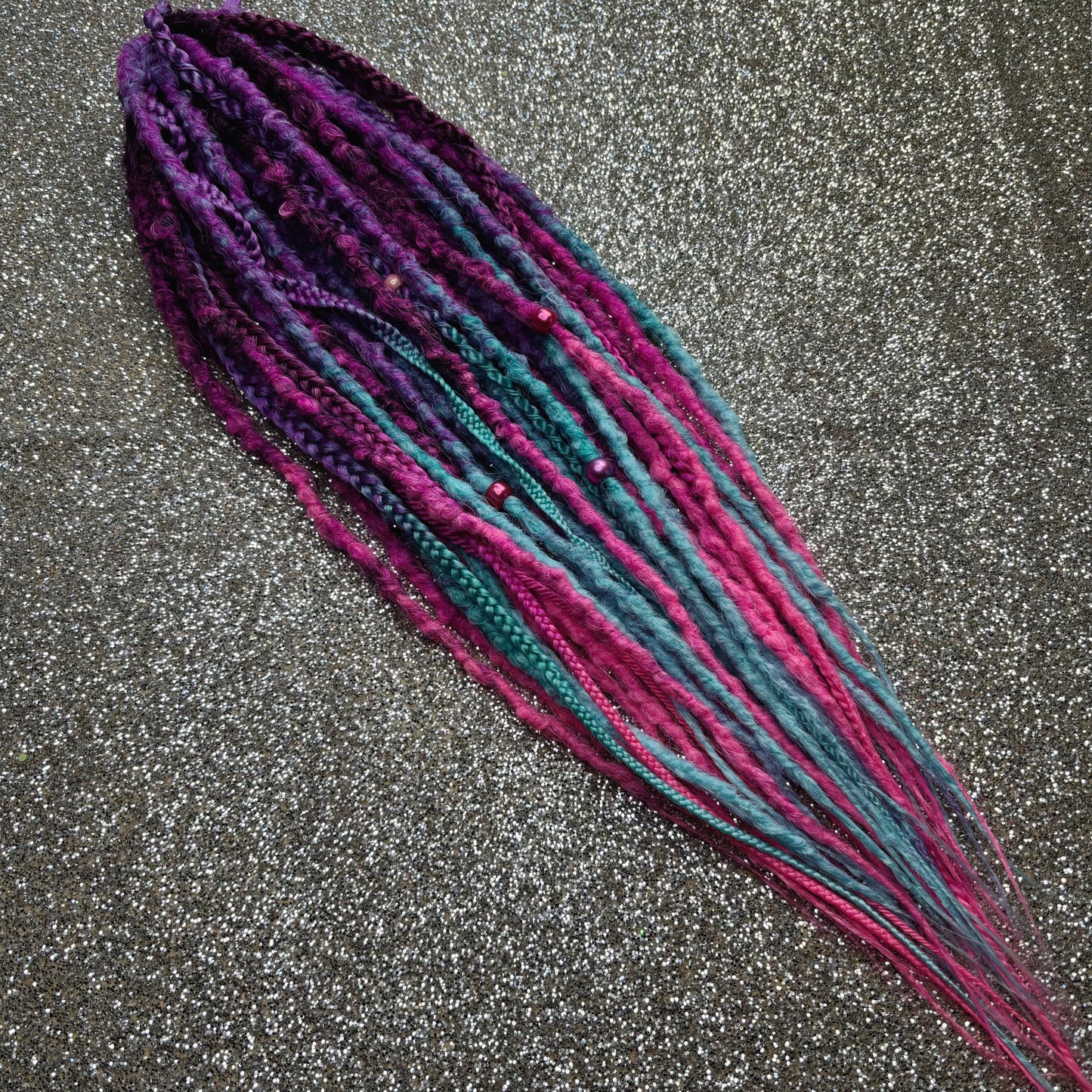 Purple and Pink Ombre Synthetic Dreadlocks with Braids