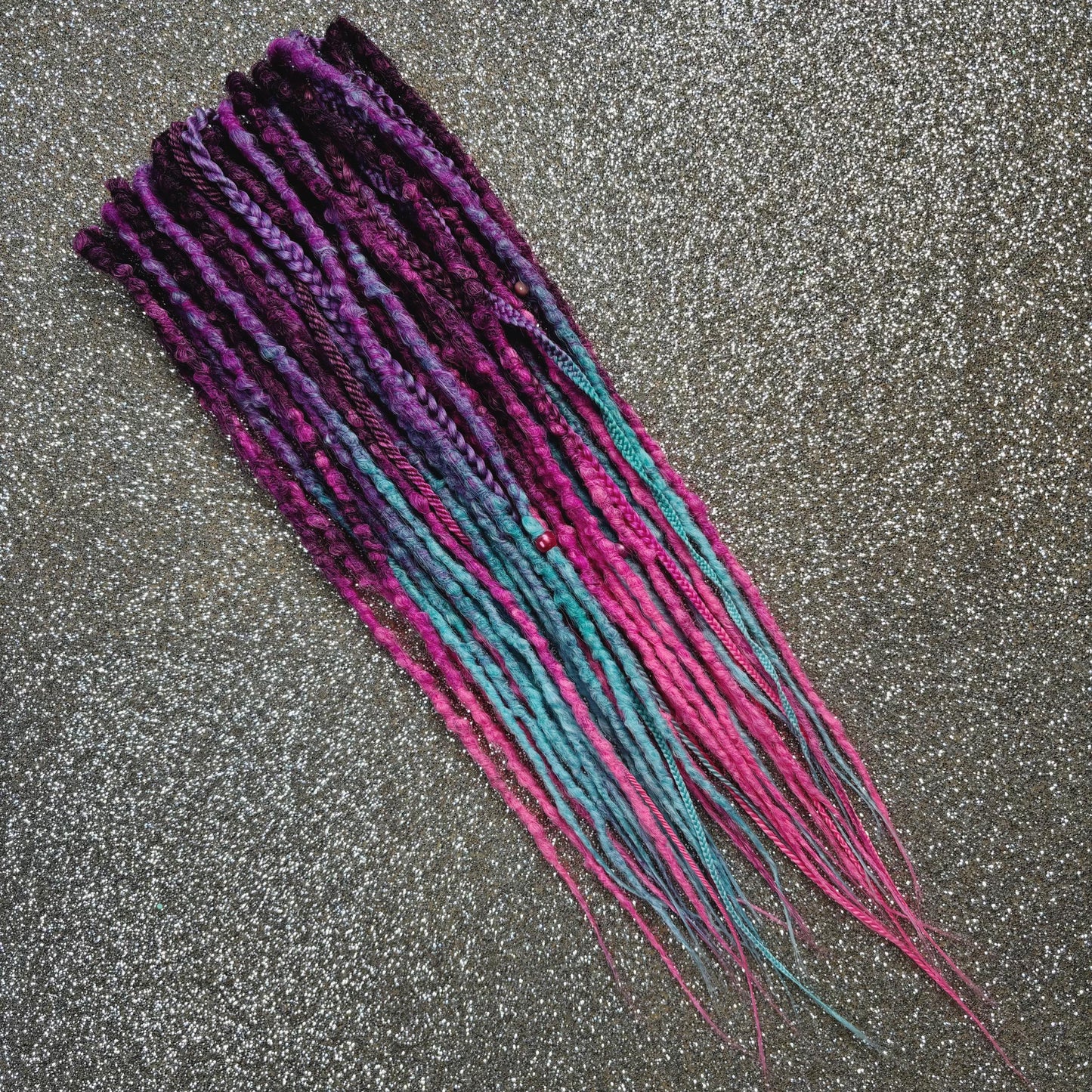 Purple and Pink Ombre Synthetic Dreadlocks with Braids