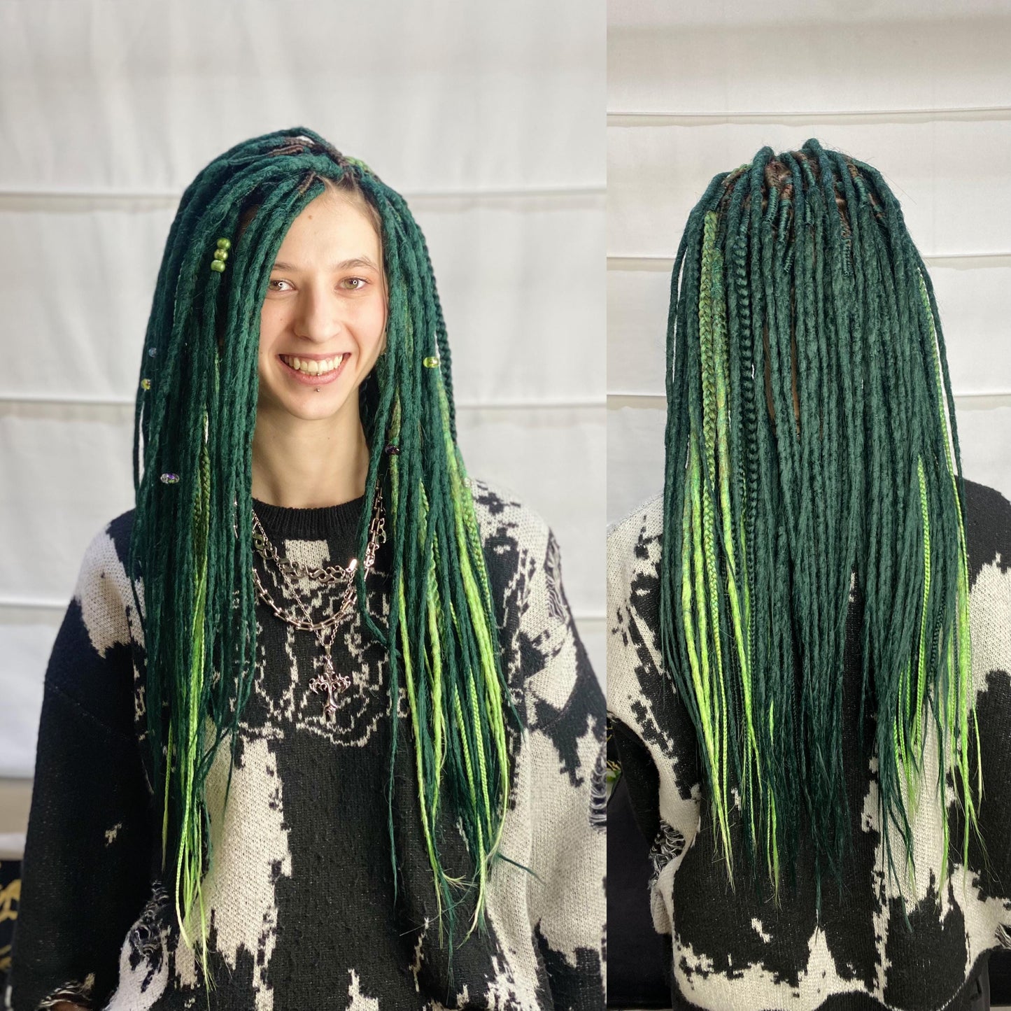 Emerald Synthetic Crochet Dreadlocks with Braids