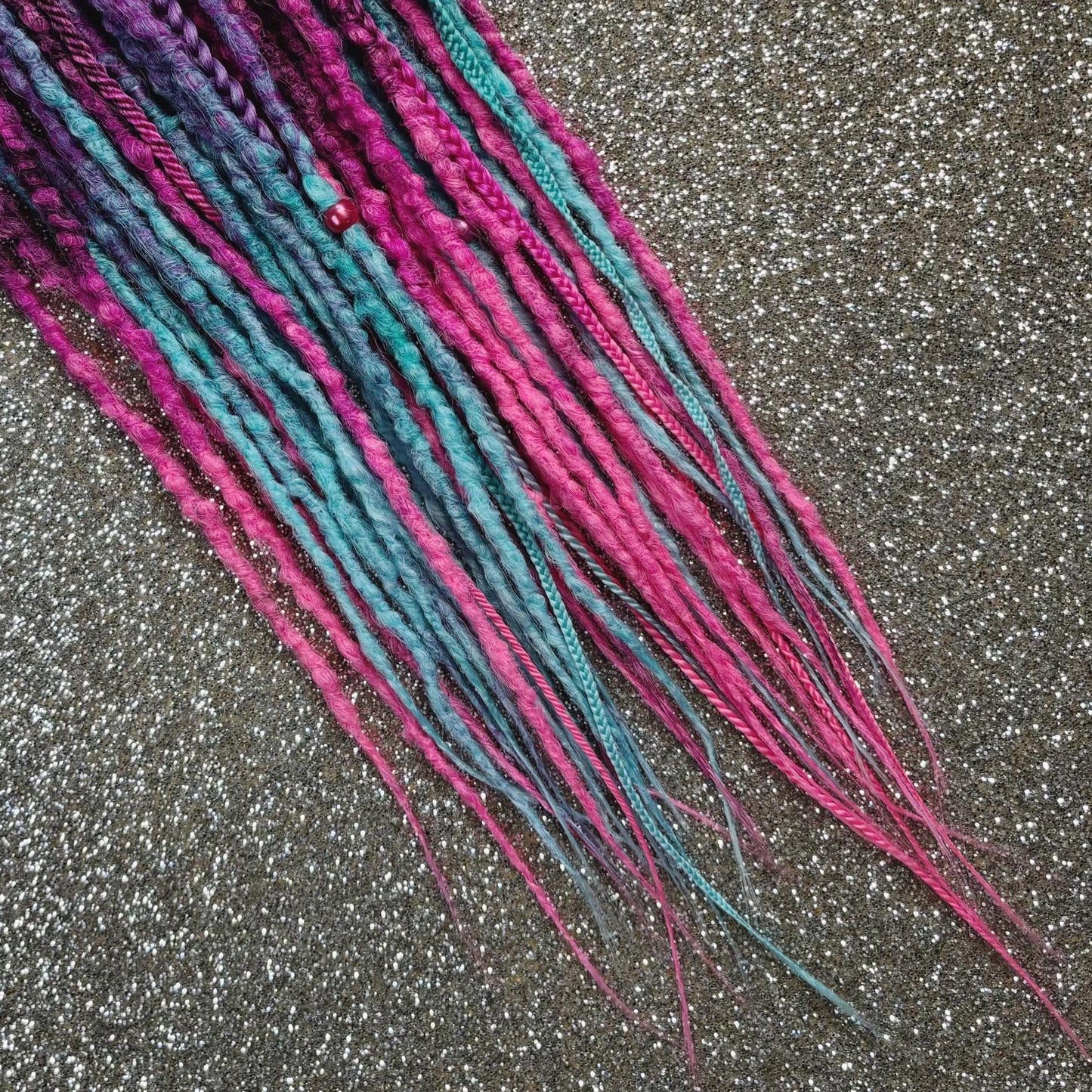 Purple and Pink Ombre Synthetic Dreadlocks with Braids