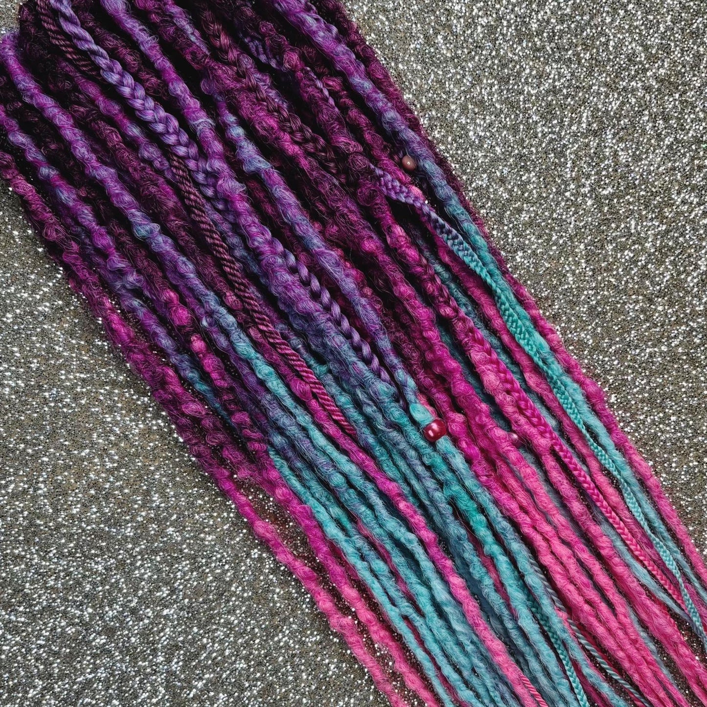 Purple and Pink Ombre Synthetic Dreadlocks with Braids