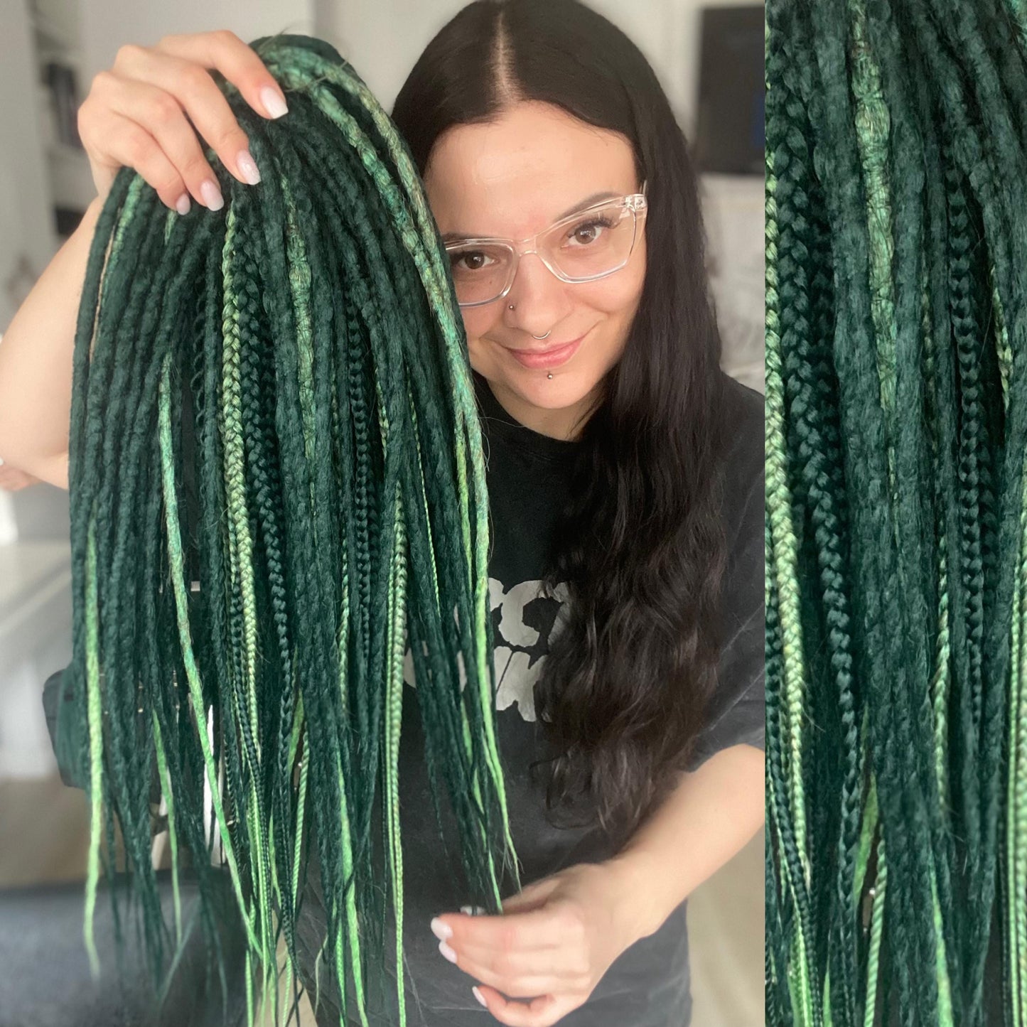 Emerald Synthetic Crochet Dreadlocks with Braids