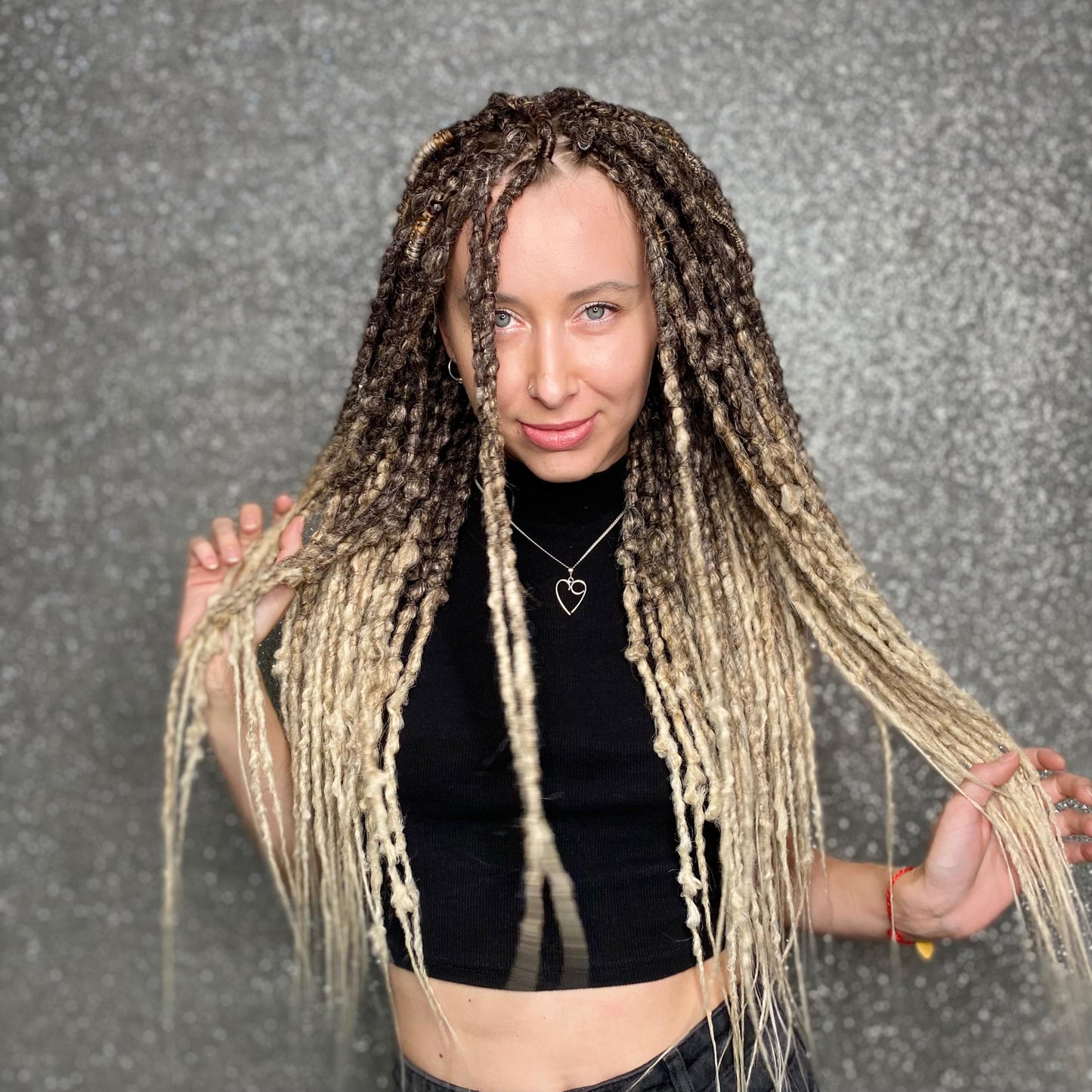 Black to Copper and Blonde Ombre Synthetic Crochet Dreadlocks