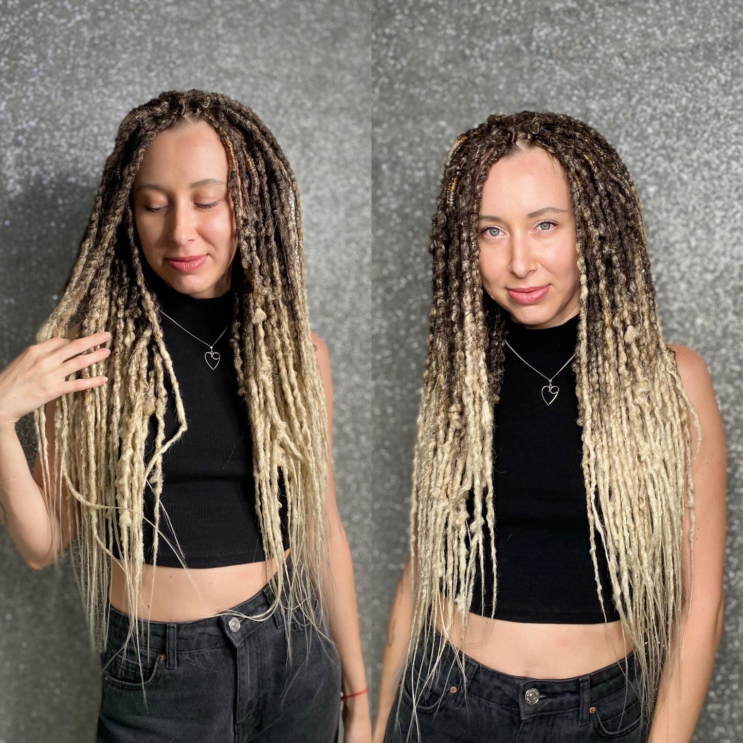 Black to Copper and Blonde Ombre Synthetic Crochet Dreadlocks