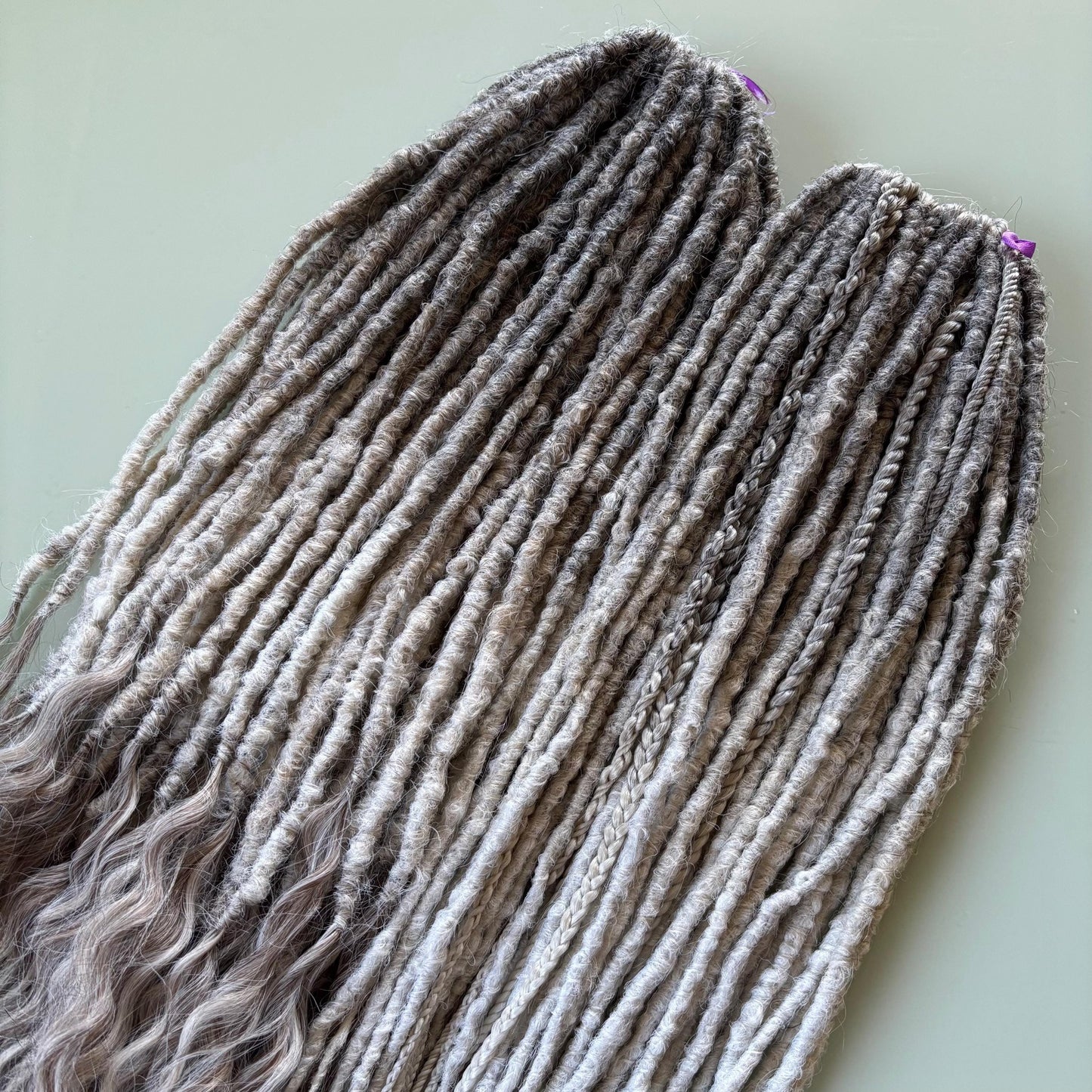 Ashy Ombre Synthetic Dreadlocks with Braids and Loose Ends