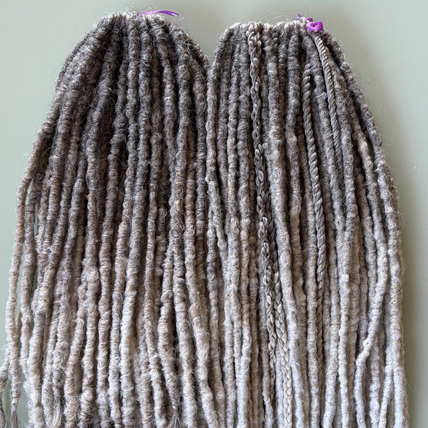 Ashy Ombre Synthetic Dreadlocks with Braids and Loose Ends
