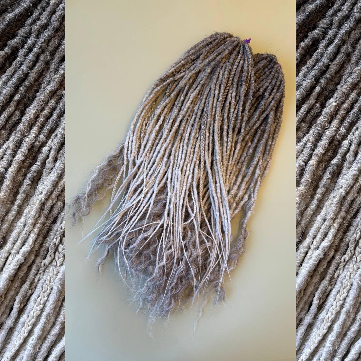 Ashy Ombre Synthetic Dreadlocks with Braids and Loose Ends