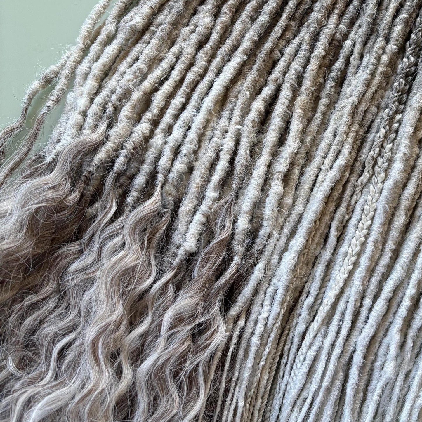 Ashy Ombre Synthetic Dreadlocks with Braids and Loose Ends