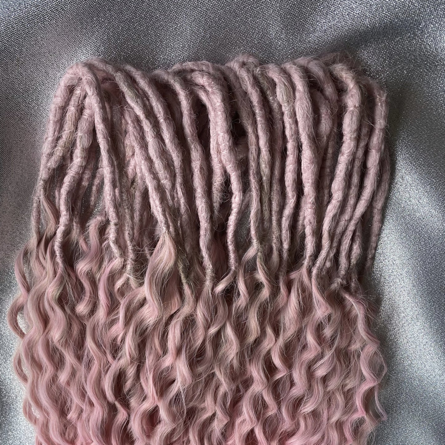 Dusty Pink Synthetic Curly Dreadlocks and Braids