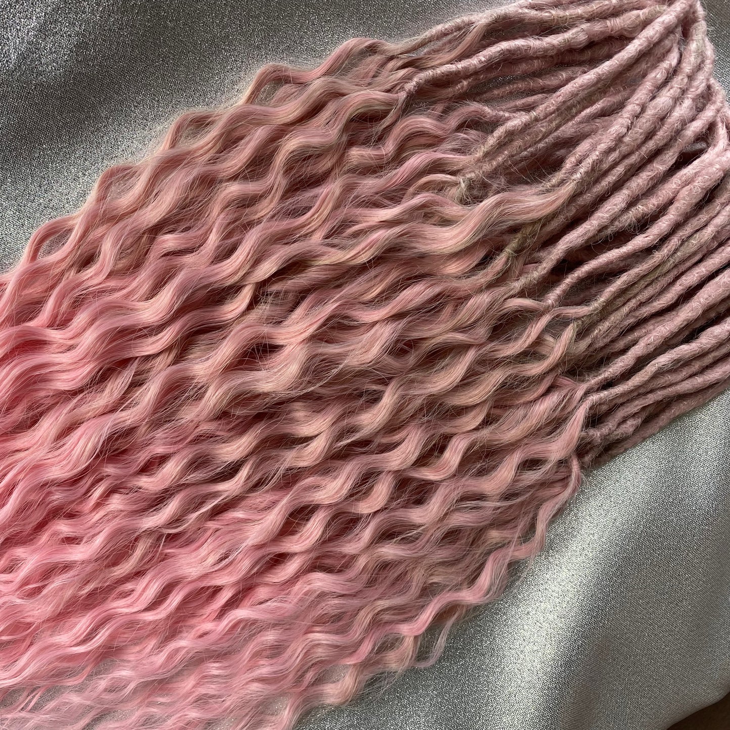 Dusty Pink Synthetic Curly Dreadlocks and Braids