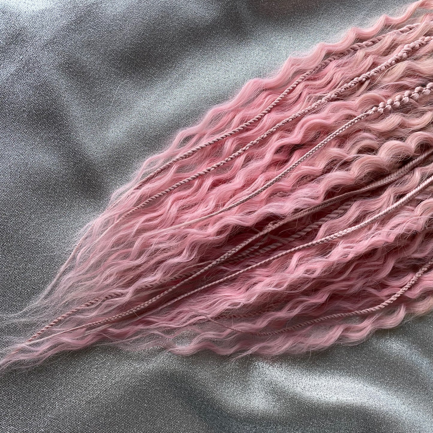 Dusty Pink Synthetic Curly Dreadlocks and Braids