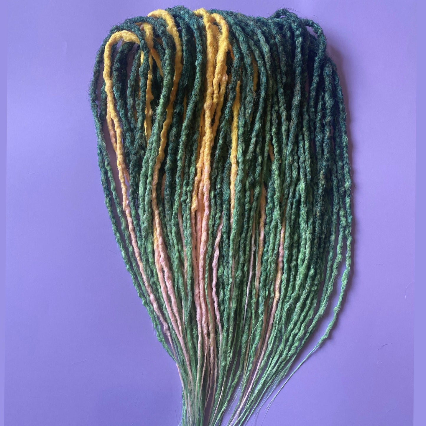 Green Ombre Synthetic Dreads with Bright Accents